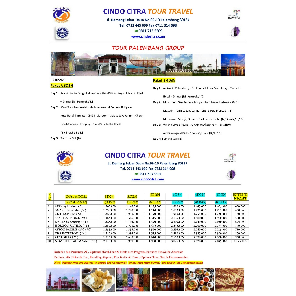 PAKET PALEMBANG 3D2N & PAKET PALEMBANG 4D3N